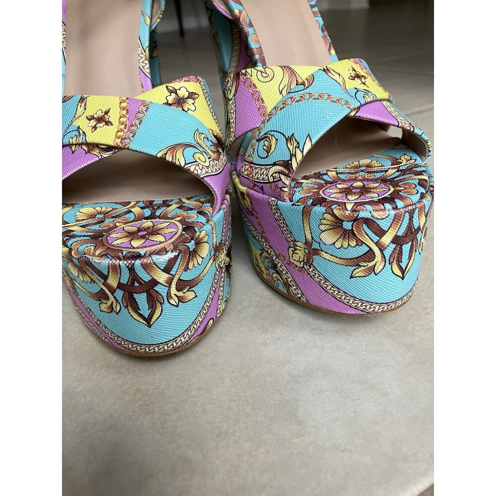 Aldo Platform High Heels Camelia Multicolor Ankle Strap Heels Boho 8.5 RARE - Picture 5 of 6
